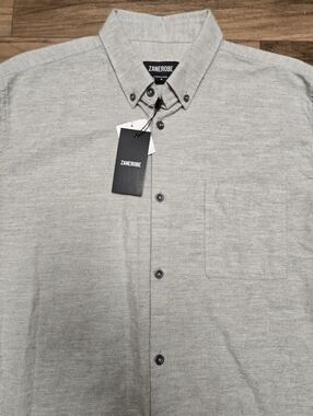 Nwt! Zanerobe Mens Button Down Shirt Size M Gray